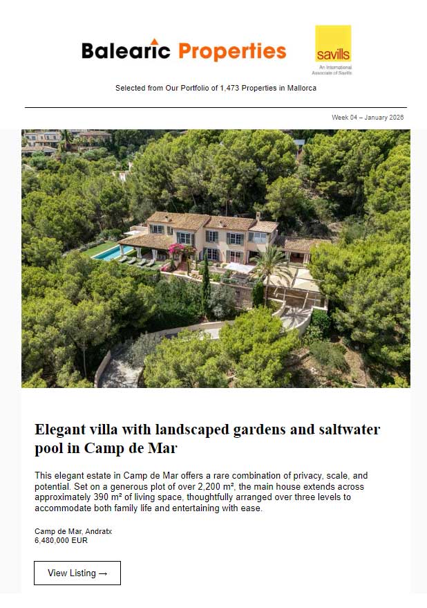 25-Jan-2026 <br>Exceptional Homes in the Balearic Islands