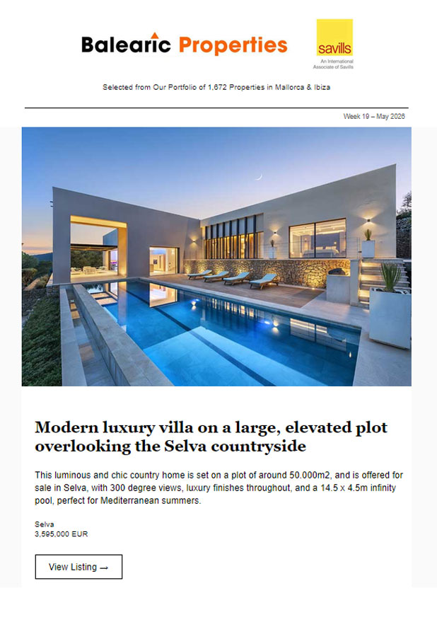 10-May-2026<br>Infinity pools, Old Town apartments & beachside villas — Mallorca & Ibiza