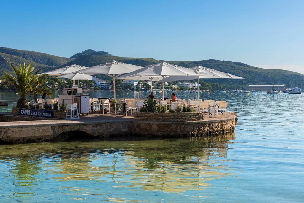Wonderful seafront restaurant in Puerto Pollensa's famous Pine Walk