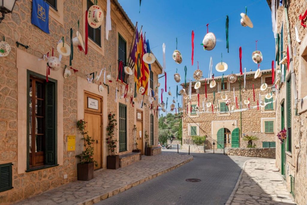 Deia's streets decorated during the local celebrations.
