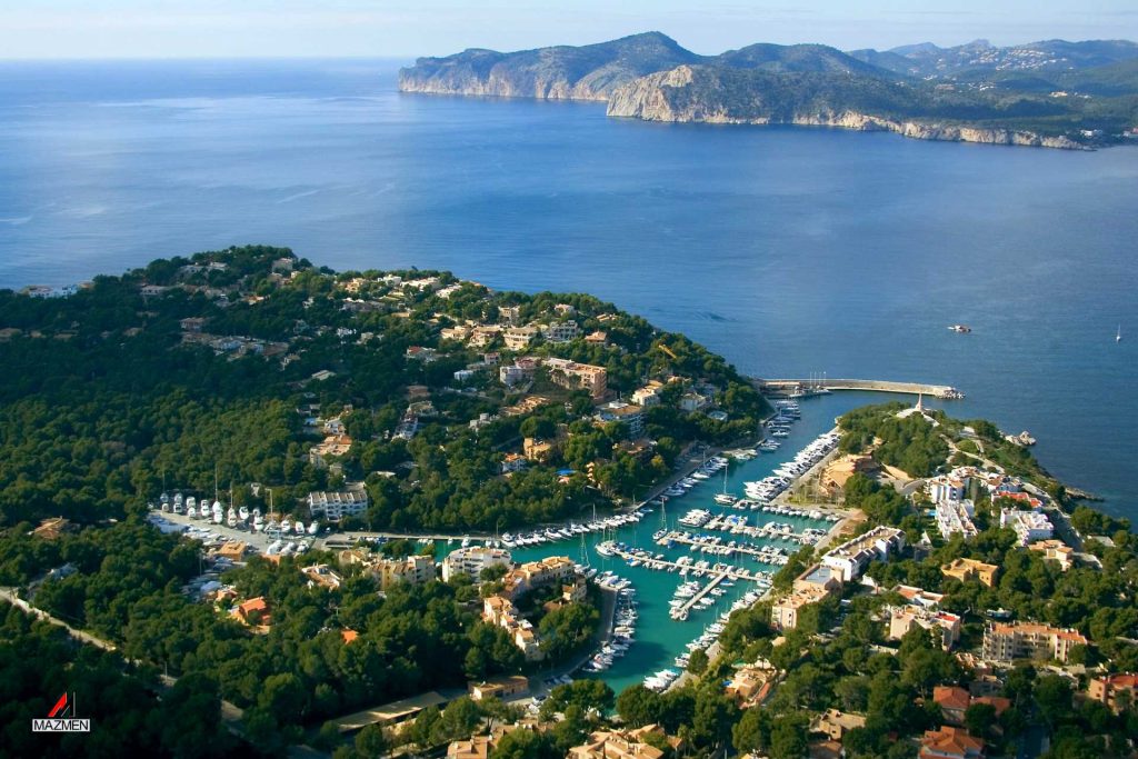 Aerial view of Santa Ponsa's marina.