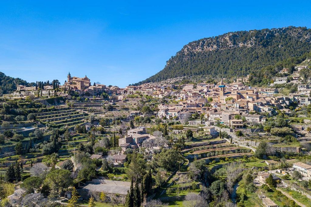 Aerial view of Valldemossa in Mallorca