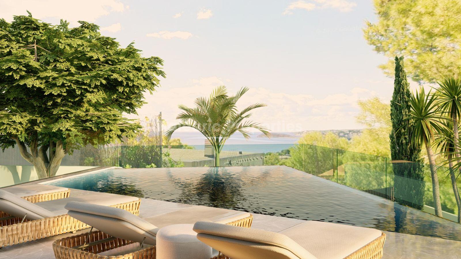 Elegante villa con piscina infinita y vistas al mar en venta en Costa d'en Blanes, Mallorca