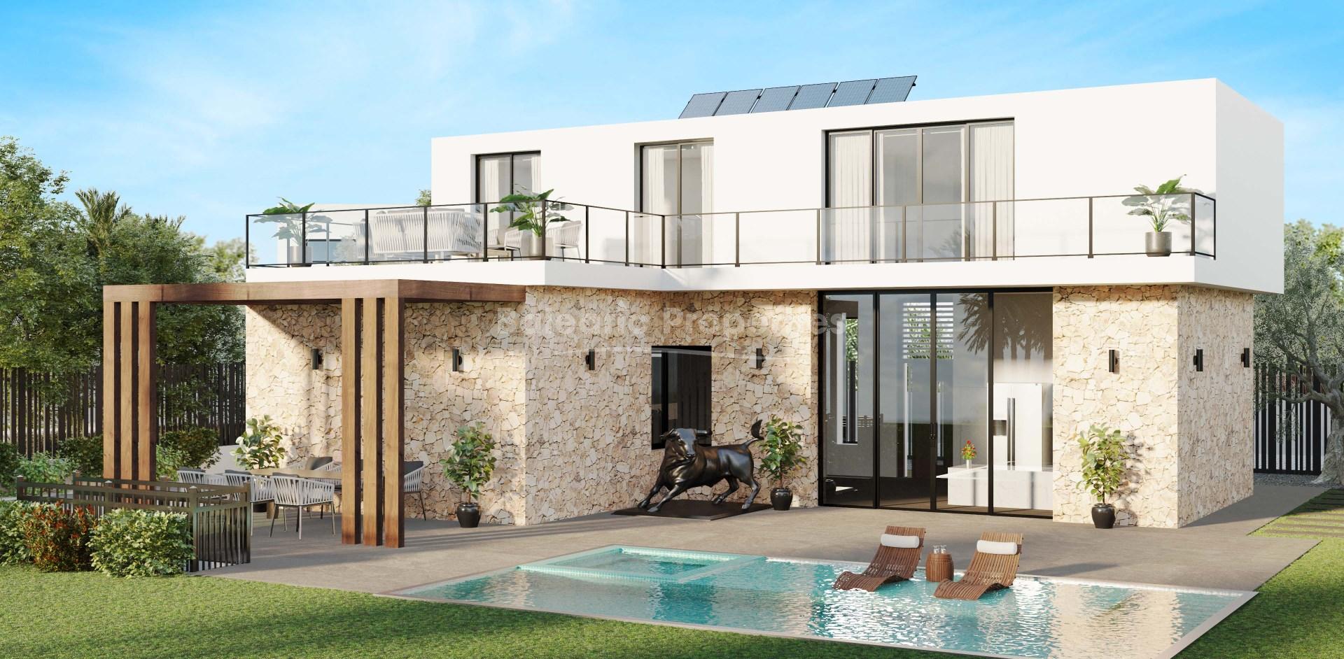 Modern luxury villa project with pool for sale in a quiet area near Sa Rapita, Mallorca
