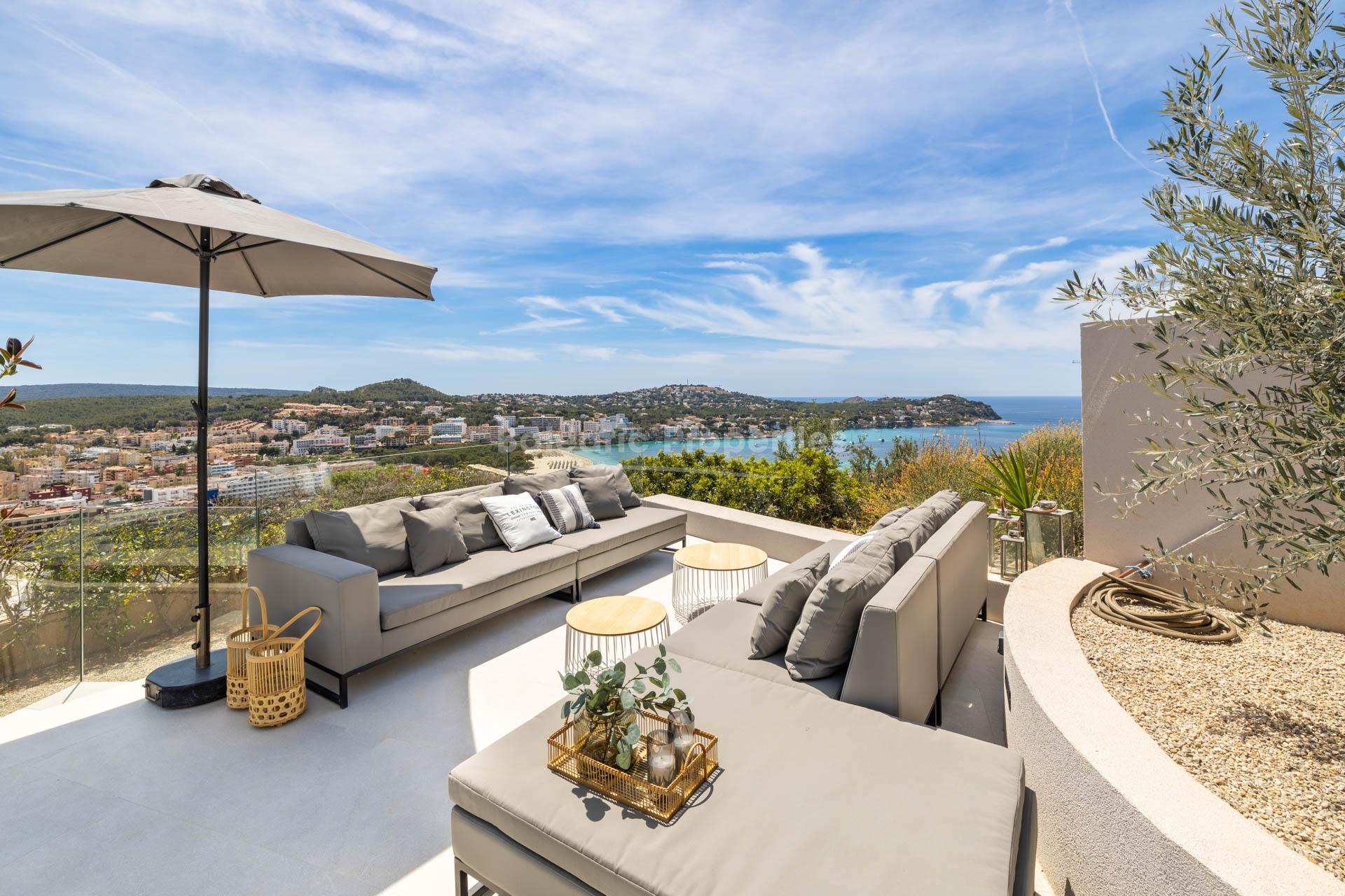 Chic villa with heated pool and sea views for sale in Santa Ponsa, Mallorca