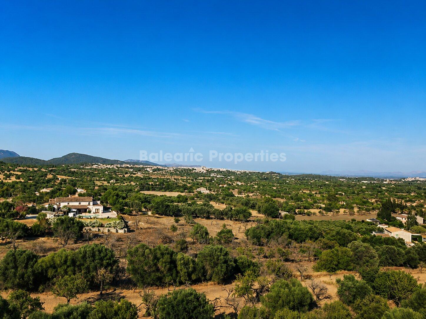 Large country side plot with building licence in place in Moscari village with amazing views to the Campanet village, and the mountains