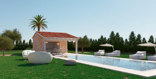 Rustic plot with a luxury villa project and license for sale in Alcudia, Mallorca