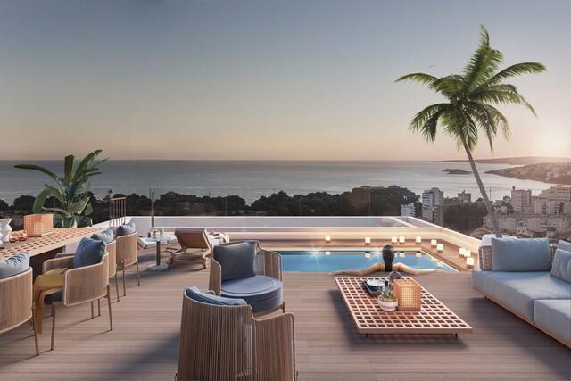 Zeitgenössische Duplex-Penthousewohnung mit Meerblick zum Verkauf in Bonanova, Palma de Mallorca