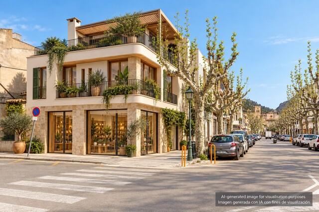 Corner house with development potential for sale in Pollensa, north Mallorca