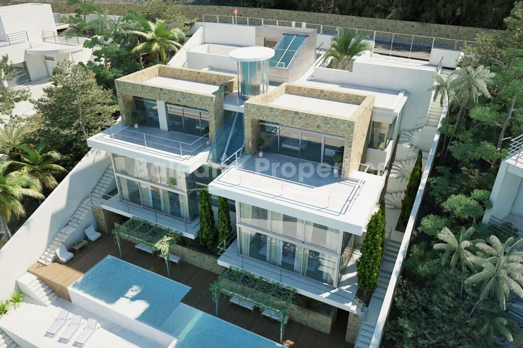 New construction project of a luxury villa with pool for sale in Cala Vinyes, Mallorca