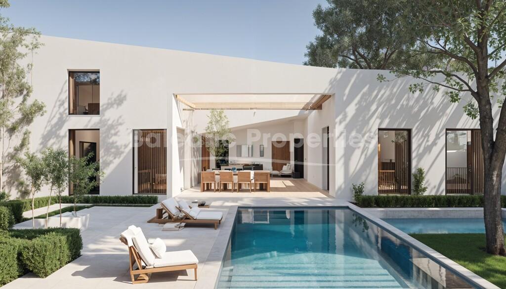 Large plot with villa project by a top L.A. studio for sale in Algaida, Mallorca