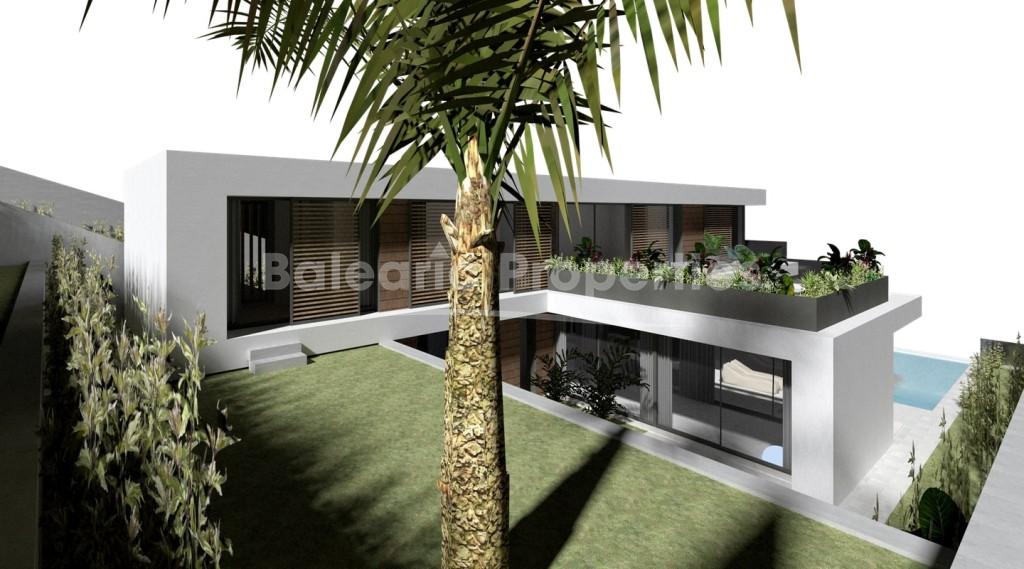 Parcela con proyecto de villa de diseño en venta cerca de la playa en Portals Nous, Mallorca