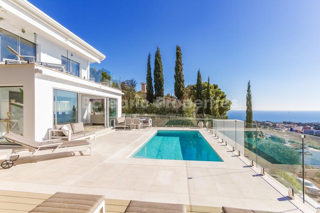 Sophisticated sea view villa with pool for sale in Costa d´en Blanes, Mallorca