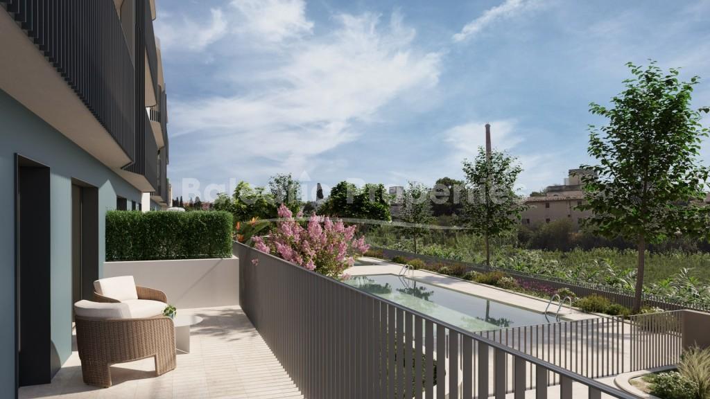 Moderna promoción de apartamentos con piscina comunitaria en venta en Marratxi, Mallorca