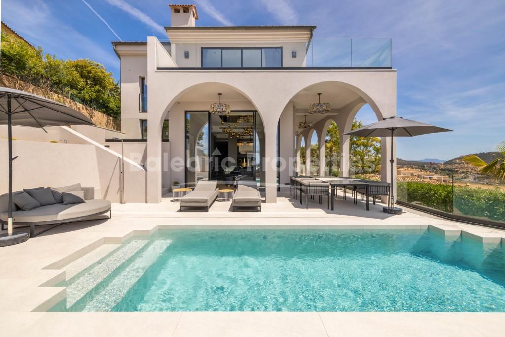 Chic villa with heated pool and sea views for sale in Santa Ponsa, Mallorca