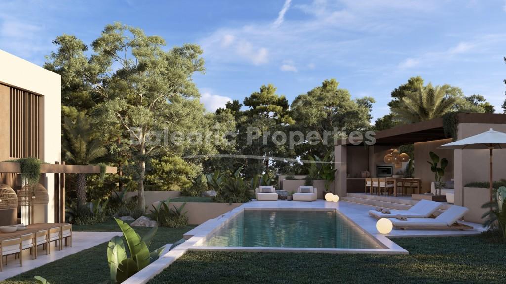 Brand new modern villa under construction with partial sea views for sale in Santa Ponsa, southwest Mallorca