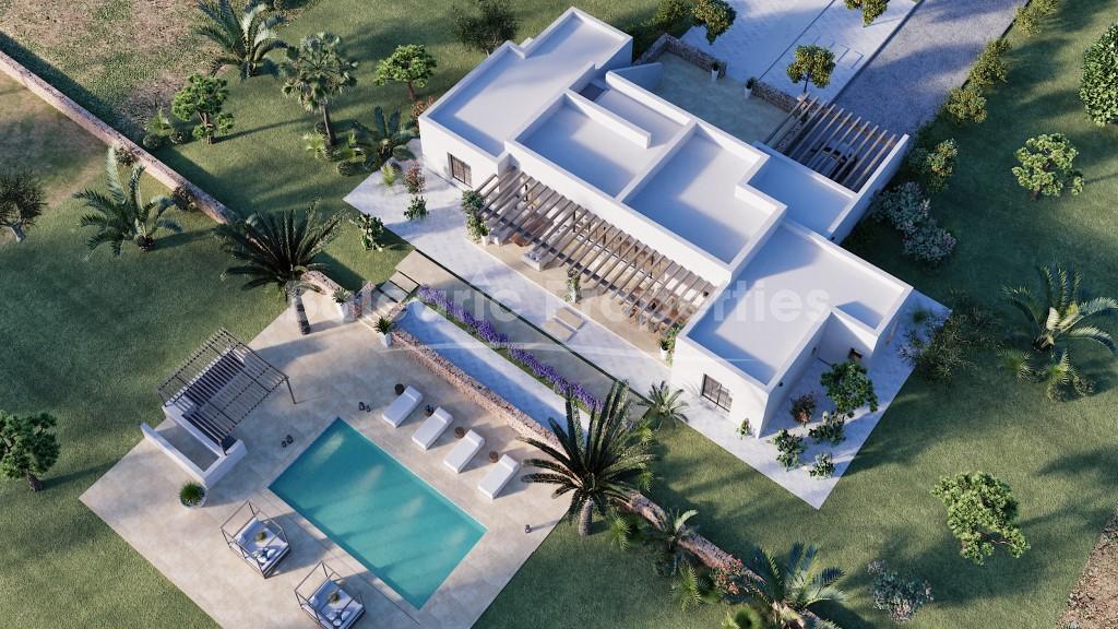 Large plot with villa project for sale near Santa Gertrudis and Ibiza town
