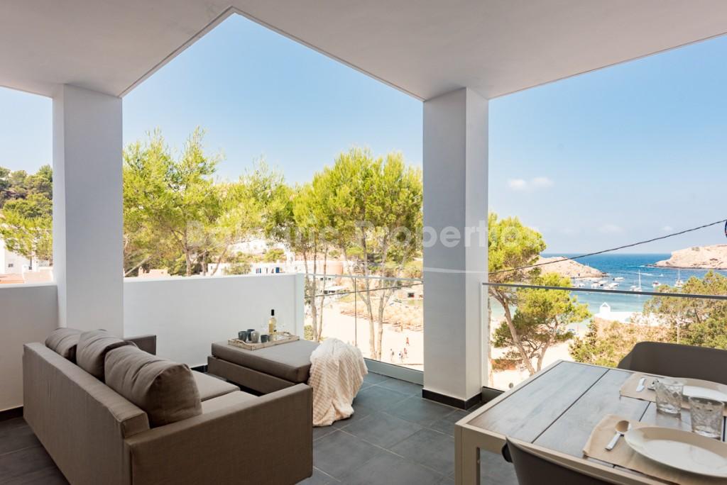 Elegant One-Bedroom Sea View Apartment for Sale in Cala Vadella, Ibiza