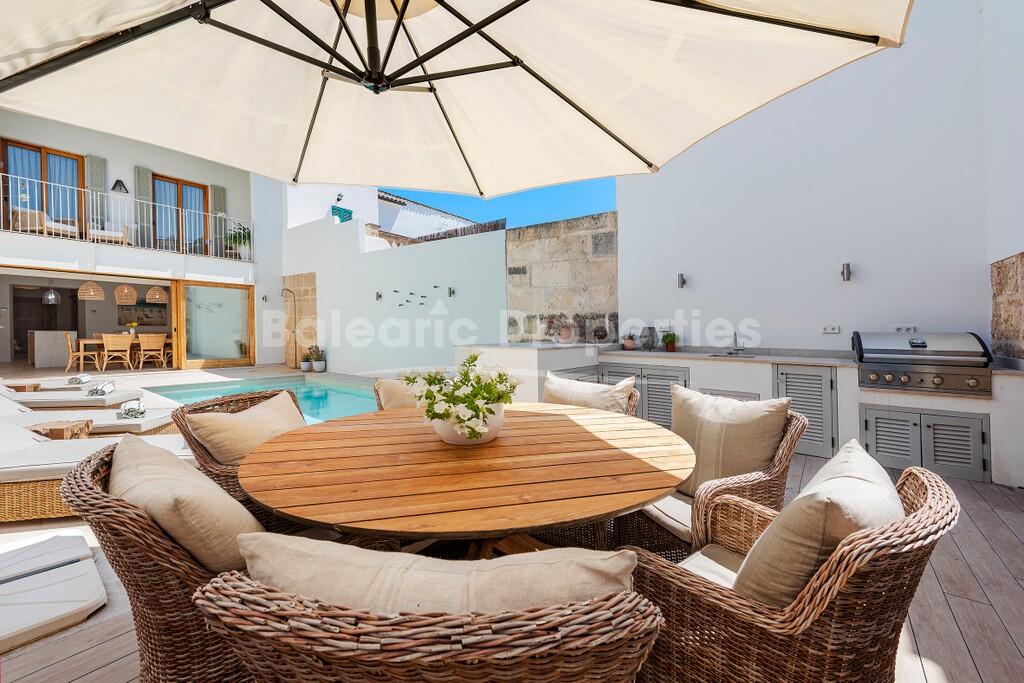 Elegantly renovated village house with pool for sale in Pollensa, North Mallorca