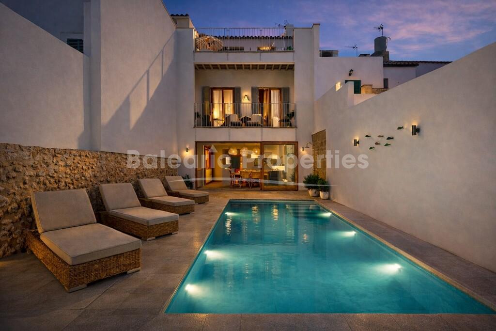 Elegantly renovated village house with pool for sale in Pollensa, North Mallorca