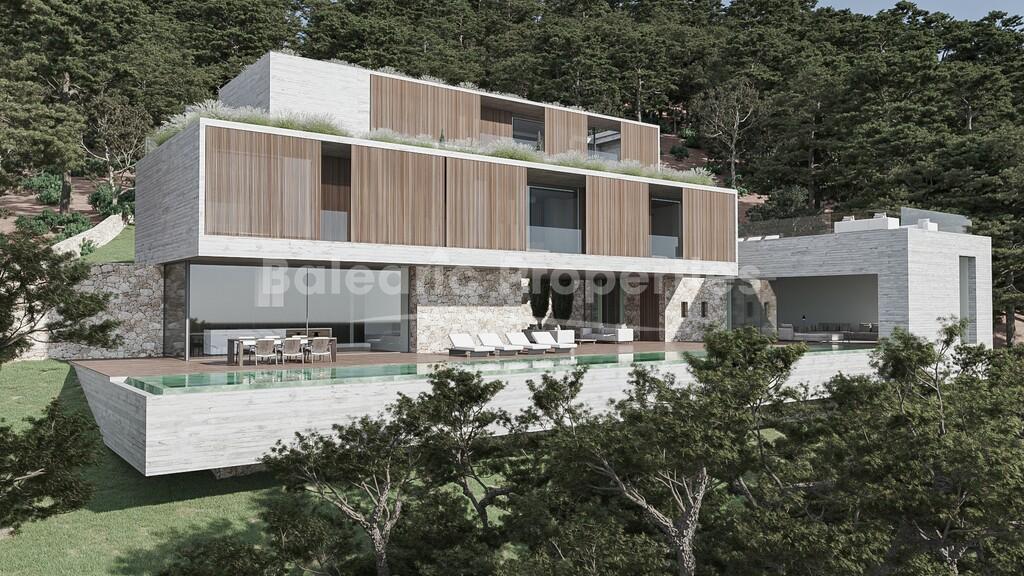Parcela con vistas a la bahía de Palma y proyecto de villa en venta en Palma, Mallorca