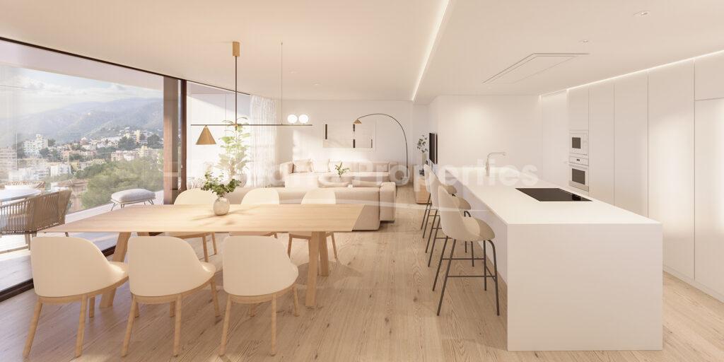 Zeitgenössische Duplex-Penthousewohnung mit Meerblick zum Verkauf in Bonanova, Palma de Mallorca
